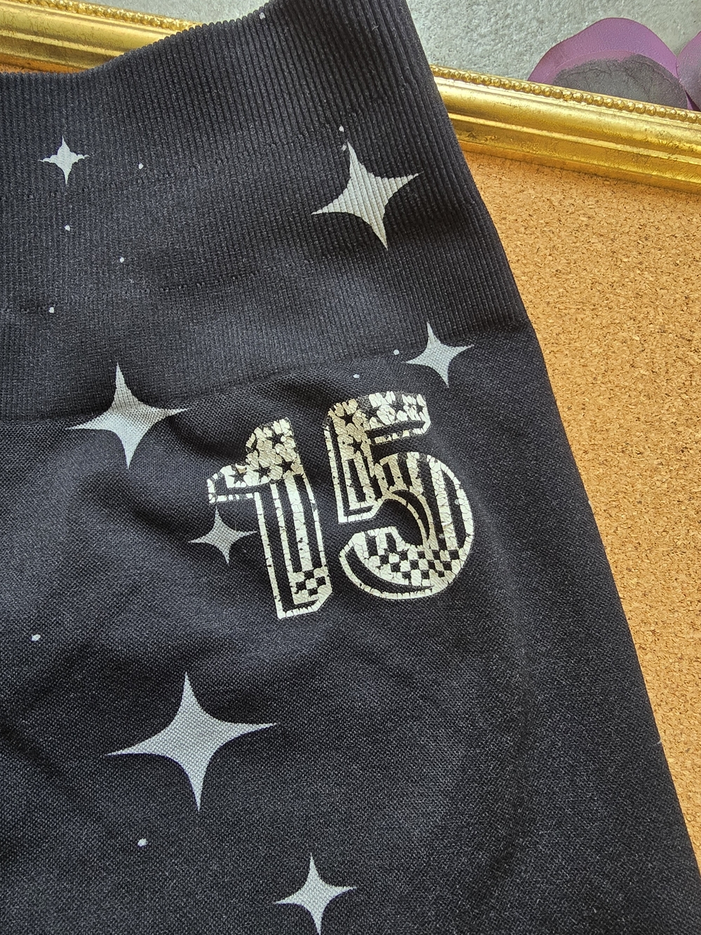 Darc Sport Black Athletic Shorts with White Star Print - Picture 2 of 5